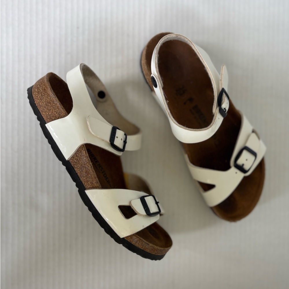 Birkenstock Rio Kids Pearl White Birko-Flor Ankle Strap Sandals Size 34 L3 M2